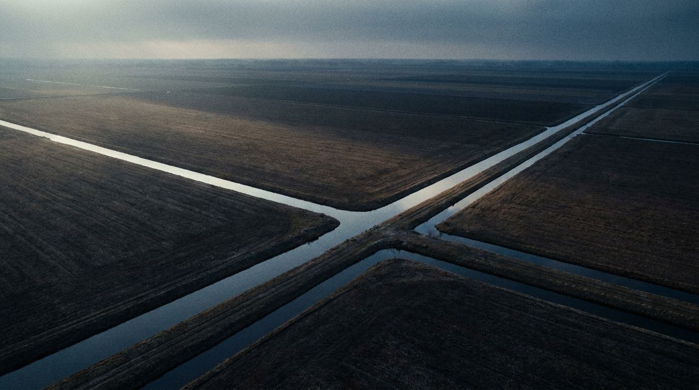 Infrastructure standing quietly in open land